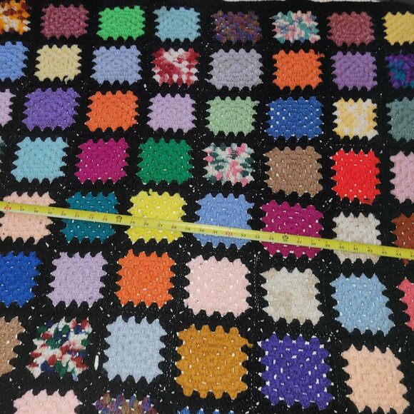 Vintage Crochet Handmade Afghan Granny Square Throw Blanket - Picture 7 of 11